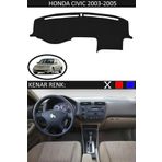 HONDA CIVIC 2003-2005 MODEL İÇİN TORPİDO KORUMA HALISI SİYAH RENK SİYAH KENAR