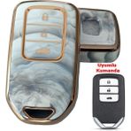 Honda Civic Accord Cr-V Uyumlu Smart Anahtar Kumanda Kılıfı Oto Anahtarlık Mermer Desenli