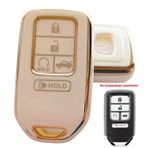 Honda Civic Accord Uyumlu Smart Anahtar Kılıfı Kumanda Kılıfı Oto Anahtarlık Beyaz Gold