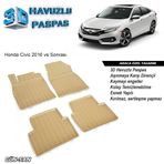 Honda Civic Bej 2016 Sonrası 3D Havuzlu Paspas