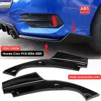 Honda Civic Fc5 2016-2021 Araca Özel Parlak Siyah Arka Çıkıntılı Flap Kanatlı Arka Ek Abs Plastik Piano Black Arka Tampon Bıçak
