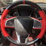 Honda Civic Fc5 Araca Özel Direksiyon Kılıfı (5D Kristal Karbon Kırmızı Nokta)