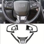 Honda Civic Fc5 Fk7 Karbon Fiber Direksiyon Düğmesi Kaplama 2016-2020 6 Parça