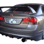 Honda Civic FD6 2006 - 2011 Mugen RR Tek Çıkış Arka Tampon Eki - Difüzör (Plastik)