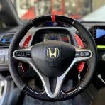 Honda Civic Fd6 Araca Özel Direksiyon Kılıfı 5D KRİSTAL KARBON NOKTA KIRMIZI YÜZÜKLÜ
