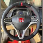 Honda Civic Fd6 Araca Özel Direksiyon Kılıfı (Tüylü Alcantra Nokta Kırmızı Yüzüklü)
