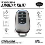 Honda Civic Fe1 Accord Cr-V Hr-V Zr-V Uyumlu Silikon Anahtar Kılıfı Oto Anahtar Kabı Darbe Emici Anahtarlık Koyu Titan Gri