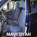 honda Civic Lüx Oto Koltuk Minderi Ön Arka 5'li Set Elegance Serisi Mavi Siyah - Mavi - Siyah
