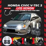 Honda Civic V-tec 2 2001-2006 Kısa Far Uyumlu Şimşek Etkili Led Xenon Premium Series Hb4