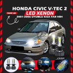 Honda Civic V-tec 2 2001-2006 Kısa Far Uyumlu Şimşek Etkili Led Xenon Pro Series Hb4