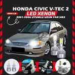 Honda Civic V-tec 2 2001-2006 Uzun Far Uyumlu Şimşek Etkili Led Xenon Performance Series Hb3
