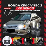 Honda Civic V-tec 2 2001-2006 Uzun Far Uyumlu Şimşek Etkili Led Xenon Premium Series Hb3