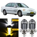 Honda Civic Vtec1 2001-2004 Makyajsız Kasa İle Uyumlu Mercekli Far Ampulü Led Xenon Çift Renk Sarı-Beyaz Far Şimşek Etkili CSP Led Lamba Uzun Kısa 2 Adet Takım