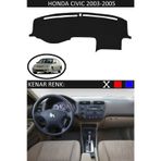 Honda Civic Vtec2 2003-2005 İçin Uygun Torpido Koruma Halısı Siyah Kenar Renk Siyah