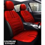 Honda Logo 1996–2001 Colorline Elegance Serisi Deri Kırmızı Siyah Koltuk Kılıfı - Modüler Standart - Kırmızı - Siyah