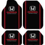 Honda The Power Of- Logolu Kırmızı Şeritli Oto Paspas Takımı – Universal Kalıp, Kaymaz, Yıkanabilir - Renkli