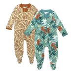 HonestBaby Bebek Genç Kız Uyku ve Oyun Ayaklı Pijama Tek Parça Uyuyan Tulum Fermuarlı ön Pamuk Pijama, Kaplan Zamanı, Newborn