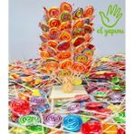 Honey Candy Balcı Şekerleme Küçük Boy El Yapımı 100 Adet Karışık Renk Sosyete Şeker Ahşap Stand Hediyeli Tutti Frutti Aromalı Lolipop Şeker - 1 Adet