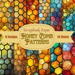 Honeycomb Pattern Scrapbook Paper Pad: 12 Stained Glass Honeycomb Designs, 24 Double-Side Sheets Printed on 8.5"x8.5" Sized Paper With Premium Colors. ... Craft, Collage, Cardstock, Gift Wrapping Etc.