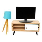 Honeyge 2x Modern Ahşap Dollhouse Tv Dolap Seti 1/6 1/12 Televizyon Yaratıcı Oyuncak 2 Pc (Yurt Dışından) - Ahşap Rengi