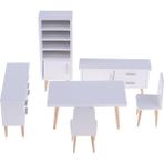 Honeyge 6 Adet Mini Mobilya Dollhouse Oturma Odası Kiti Masa Sandalye Dolap Kitaplık (Yurt Dışından) - Renkli