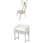 Honeyge Dollhouse Minyatür Bilgisayar Masası Çekmece Sandalyesi Dollhouse Aksesuarları (Yurt Dışından)