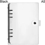 Hongliang Shop C Siyah-A5 Tarzı A5 A6 Şeffaf 6 Halkalı Dosya Cebi Pvc Sevimli Masaüstü Depolama Dosyası Basit Yapraklı Defter Kapağı Klasör Okul Malzemesi (Yurt Dışından) - 1