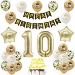 Hongyantech Dekorasyon 10. doğum günü kız çocuk dekorasyon siyah altın balon 10. doğum günü erkek çocuk pasta dekorasyonu 10. doğum günü balonu 10. doğum günü dekorasyonu erkek çocuk doğum günü dekorasyonu erkek
