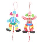 HONMEET 2 Adet Dize Çekme Hattı Palyaço Oyuncak Kuklalar Ipli Kuklalar Kermit Kukla Palyaço Kukla Bebek Kukla Palyaço El Kuklası Jeffy Kukla Ahşap Kukla Bebek Çocuk Odun Tedarik Karikatür