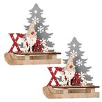 HONMEET 2 Adet Noel Süsleri Noel Ahşap Işaretleri Noel Baba Kızağı Dekorasyon Ahşap Masa Dekorasyonu Noel Ahşap Plaket Kızak Şeklindeki Süs Ahşap Bambu Heykel 3 Boyutlu Yemek Masası