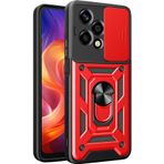 Honor 200 Lite için CSmall Askeri Sınıf Kılıf: Darbeye Dayanıklı Tasarım, Kaydırmalı Kamera Lens Kapağı ve Dönen Halka Destek Çubuğu Honor 200 Lite 5G için Nihai Koruma Kılıfı Kırmızı