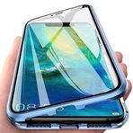 HONOR 200 Lite Manyetik Kapak Manyetik Adsorpsiyon Teknolojisi Metal Çerçeve Kasa Alüminyum [Ön ve Arka 9H Temperli Cam] 360° Tam Koruma Ultra İnce Kılıf - Mavi