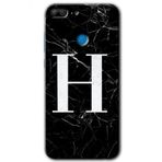 Honor 9 Lite Kılıf Hd Desen Baskılı Arka Kapak - Siyah Mermer Desenli H Harfi