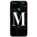 Honor 9 Lite Kılıf Hd Desen Baskılı Arka Kapak - Siyah Mermer Desenli M Harfi