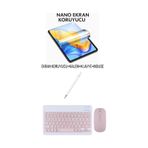 Honor Pad 10 Uyumlu Ekran Koruyucu Klavye Mouse Set Pembe