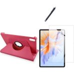 Honor Pad V9 11.5 Inç 360° Dönebilen Standlı Tablet Kılıfı Ekran Koruyucu ve Kalem Seti - Pembe