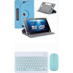 Honor Pad X7 8.7'' Kılıf Uyumlu Standlı Kablosuz Bluetooth Klavye Mouse Set - Turkuaz