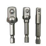 Honorall 3 adet Krom Vanadyum Çelik Soket Adaptör Anahtarı Hex Shank 1/4 "3/8" 1/2 "Uzatma Matkap Uçları Bar Hex Bit Set Güç Araçları
