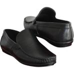 Hon's Deri Loafer Siyah Erkek Ayakkabı Topuk Pedli Kauçuk Taban Bağcıksız MLK01S - 001-Siyah