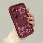 HONTINGA Infinix Hot 20 ile Uyumlu Kılıfı Düşüme Önleyici Basitlik Anti Düşme Kamera Korumali Hello Kitty Desen Bordo Yumuşak Silikon Telefon Kılıfı K2-7210 - Renkli