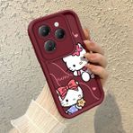 HONTINGA Infinix Hot 40 ile Uyumlu Kılıfı Düşüme Önleyici Basitlik Anti Düşme Kamera Korumali Hello Kitty Desen Bordo Yumuşak Silikon Telefon Kılıfı K2-7210 - 001-Renkli
