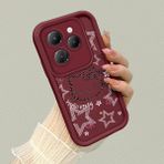 HONTINGA Infinix Hot 40 ile Uyumlu Kılıfı Düşüme Önleyici Basitlik Anti Düşme Kamera Korumali Hello Kitty Desen Bordo Yumuşak Silikon Telefon Kılıfı K2-7210 - Renkli
