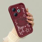 HONTINGA Infinix Hot 40I ile Uyumlu Kılıfı Düşüme Önleyici Basitlik Anti Düşme Kamera Korumali Hello Kitty Desen Bordo Yumuşak Silikon Telefon Kılıfı K2-7210 - Renkli
