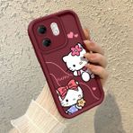 HONTINGA Infinix Hot 50I ile Uyumlu Kılıfı Düşüme Önleyici Basitlik Anti Düşme Kamera Korumali Hello Kitty Desen Bordo Yumuşak Silikon Telefon Kılıfı K2-7210 - 001-Renkli