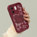 HONTINGA Infinix Hot 50I ile Uyumlu Kılıfı Düşüme Önleyici Basitlik Anti Düşme Kamera Korumali Hello Kitty Desen Bordo Yumuşak Silikon Telefon Kılıfı K2-7210 - Renkli