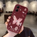 HONTINGA Infinix Smart 10 ile Uyumlu Kılıfı Düşüme Önleyici Basitlik Anti Düşme Kamera Korumali Kelebek Bordo Desen Yumuşak Silikon Telefon Kılıfı Kadın ve Erkek Için Uygundur K2-7049 - 001-Renkli