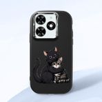 HONTINGA Infinix Smart 8 ile Uyumlu Kılıfı Kamera Korumalı Düşüme Önleyici Basitlik Siyah Yumuşak Silikon Telefon Kılıfı Kedi Desenli K4-0235 - 001-Renkli