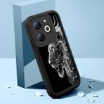 HONTINGA Infinix Smart 8 Pro ile Uyumlu Kılıfı Düşüme Önleyici Basitlik Anti Düşme Kamera Korumali Aslan Siyah Desen Yumuşak Silikon Telefon Kılıfı Kadın ve Erkek Için Uygundur K2-0248 - Renkli