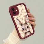 HONTINGA iPhone 11 ile Uyumlu Kılıfı Düşüme Önleyici Basitlik Anti Düşme Kamera Korumali Şirin Rose Desen Bordo Yumuşak Silikon Telefon Kılıfı K2-7184 - Renkli