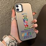 HONTINGA iPhone 12 ile Uyumlu Kılıfı Silikon Kenar Sert Arka Düşüme Önleyici Basitlik Anti Düşme Kamera Korumali 2026 Fifa Dünya Kupası Desen Telefon Kılıfı K1-1159 - 001-Renkli